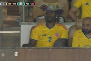 巴特勒現場觀戰哥倫比亞VS葡萄牙的世界杯比賽 為哥倫比亞助威