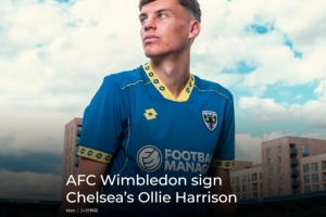 官方：英甲AFC溫布爾登租借切爾西18歲中場歐利·哈裏森